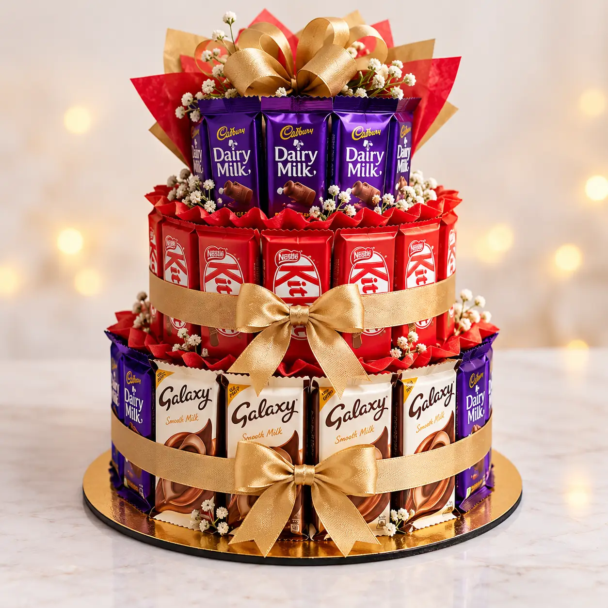 festive chocolate bar gift tower