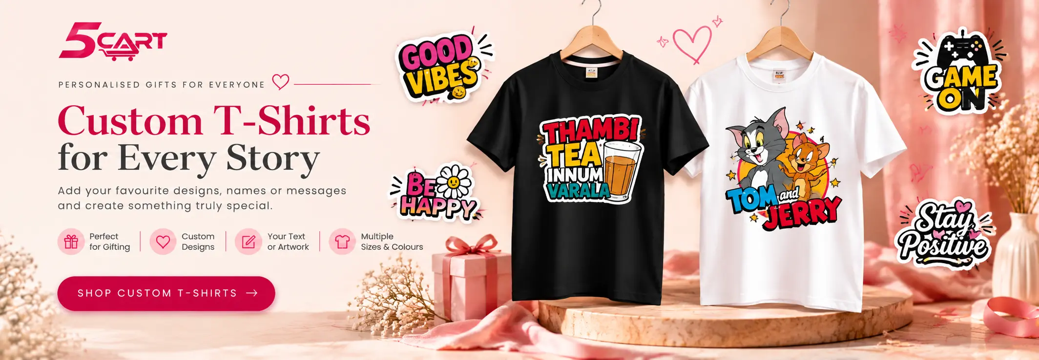 personalised t shirt gift shop banner